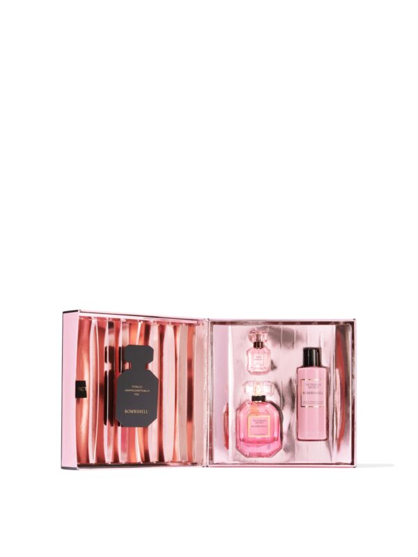 Victoria’s Secret Bombshell Gift Set – 50ml Eau de Parfum + 7.4ml Mini Perfume + 120ml Luminous Fragrance Lotion - Image 2